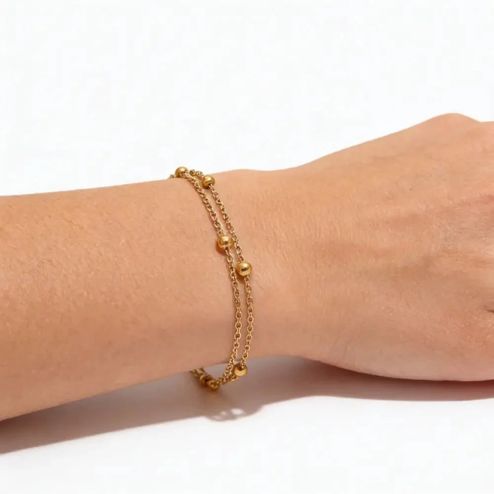Celeste Double Bead Chain Bracelet - Onyxelle